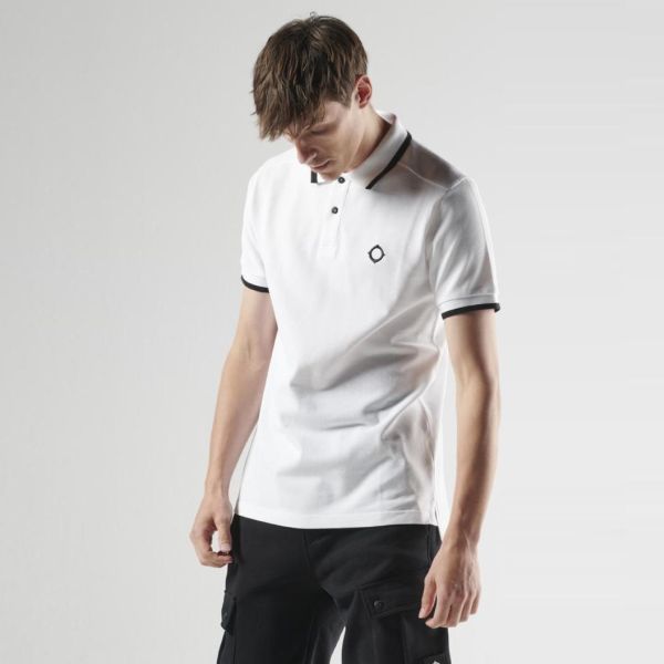 Ma.strum Block Tipped Poloshirt Weiß – Bild 2