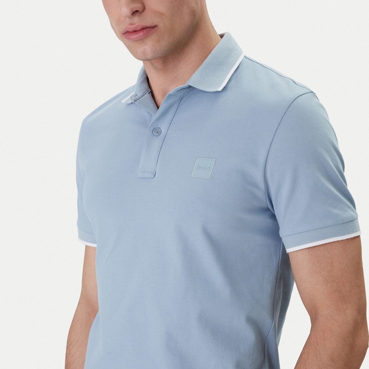 Boss Passertip Poloshirt Hellblau – Bild 4