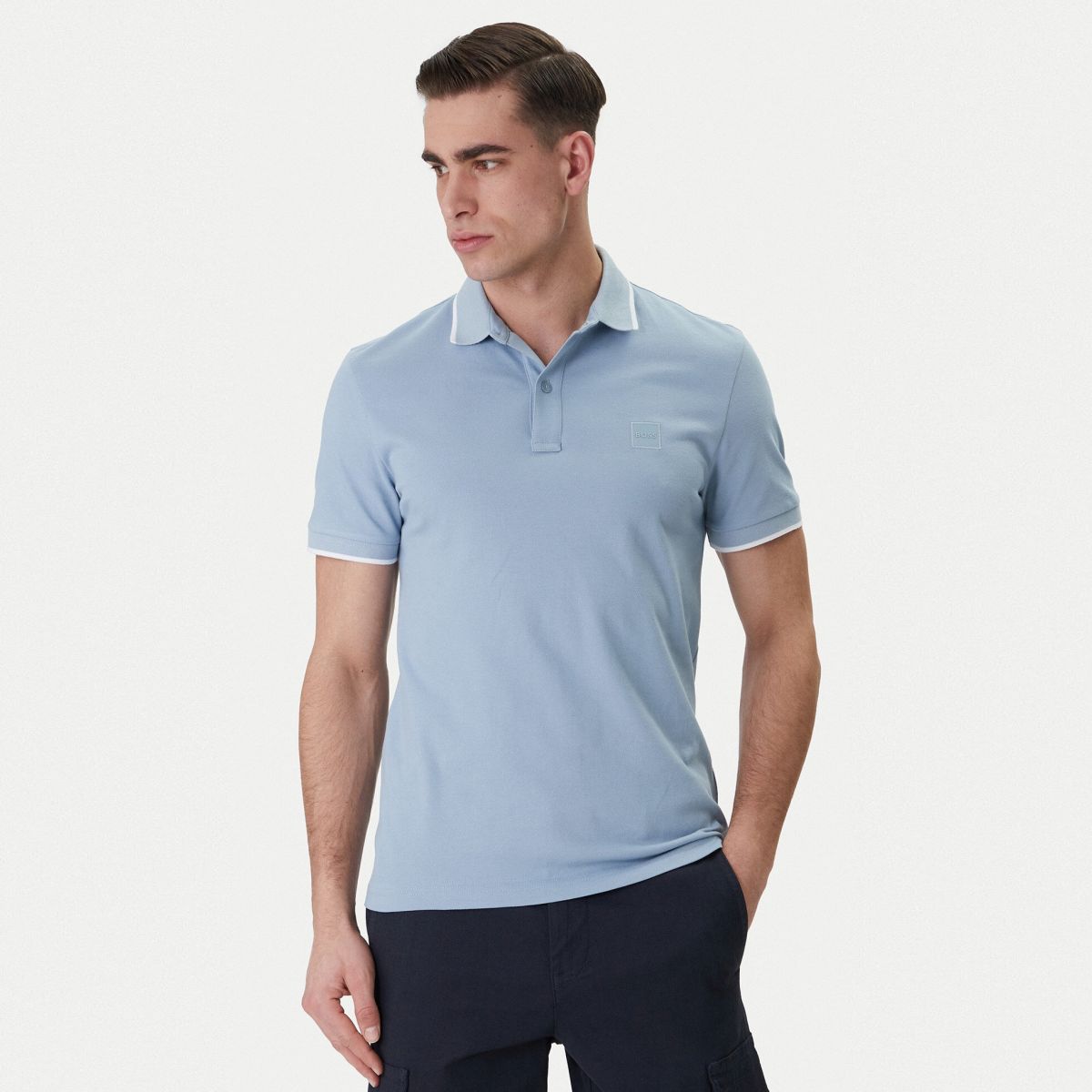 Boss Passertip Poloshirt Hellblau – Bild 2